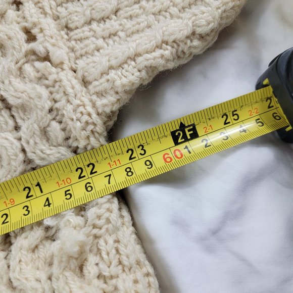 Cladyknit Ireland All Pure Wool Beige Womens Large Cardigan Sweater Warm Casual - Picture 9 of 11